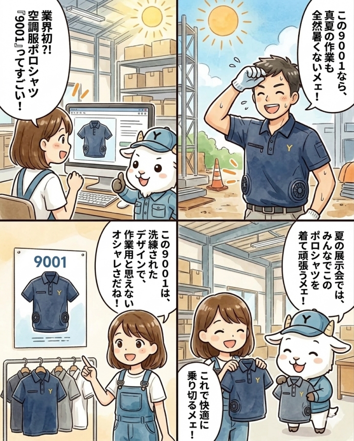 業界初！空調服ポロシャツ『9001』で夏の作業を快適に