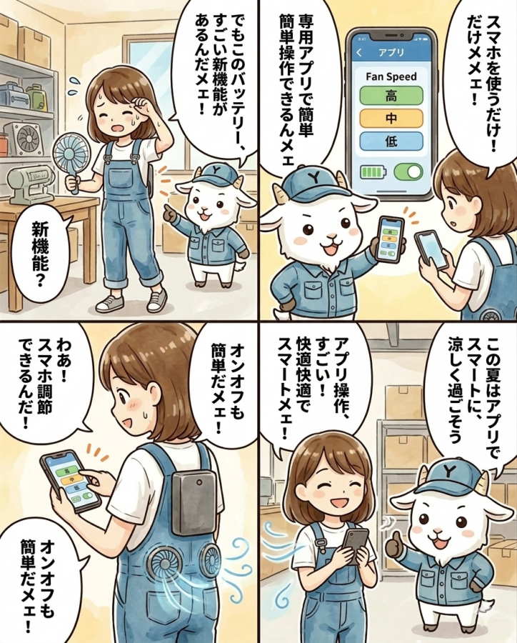 空調風神服のバッテリーをスマホアプリで簡単操作！驚きの新機能をご紹介！