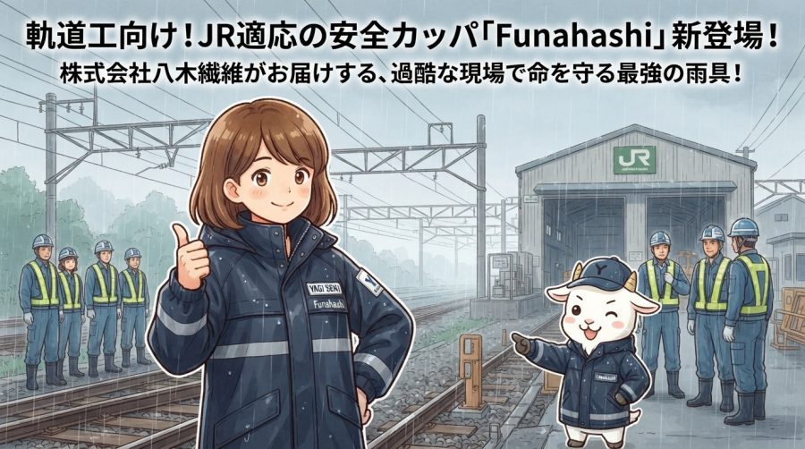 軌道工向け！JR適応の安全カッパ「Funahashi」新登場！