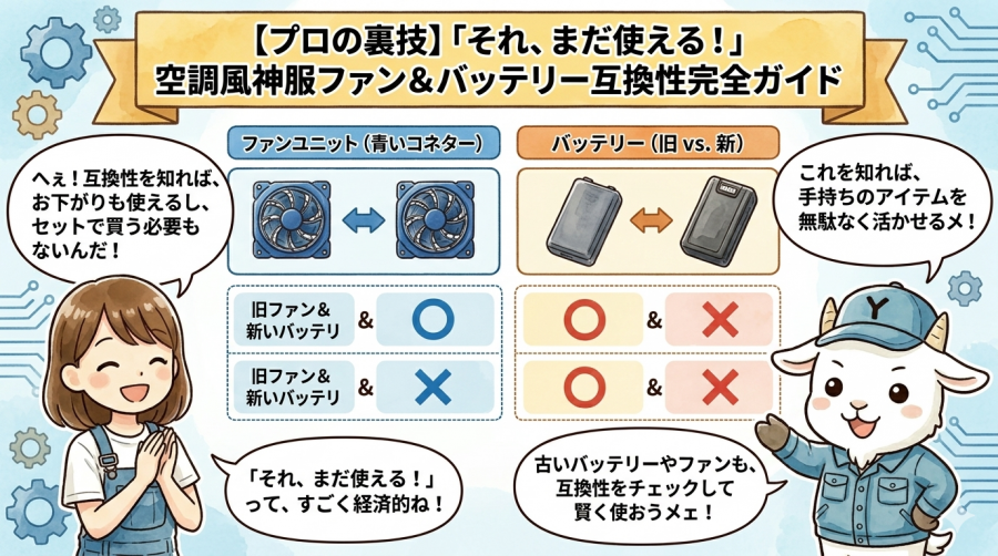 【プロの裏技】「それ、まだ使える！」空調風神服ファン＆バッテリー互換性完全ガイド
