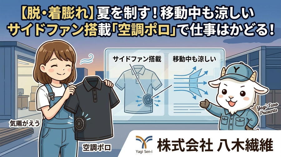 【脱・着膨れ】夏を制す！移動中も涼しいサイドファン搭載「空調ポロ」で仕事はかどる！