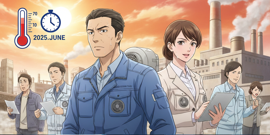 【国家が動く猛暑の戦慄】2025年6月「熱中症対策義務化」の正体。プロを黙らせる最強の盾「空調風神服」徹底兵法書