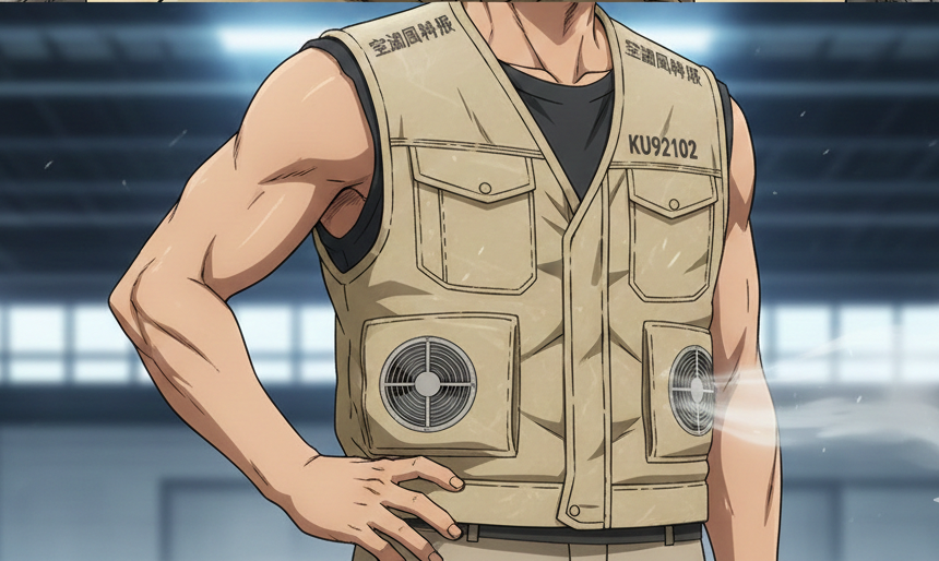 【極上の綿100％】無骨な男の肌を魅了する「KU92102」空調風神服ベストが現場の視線を奪う