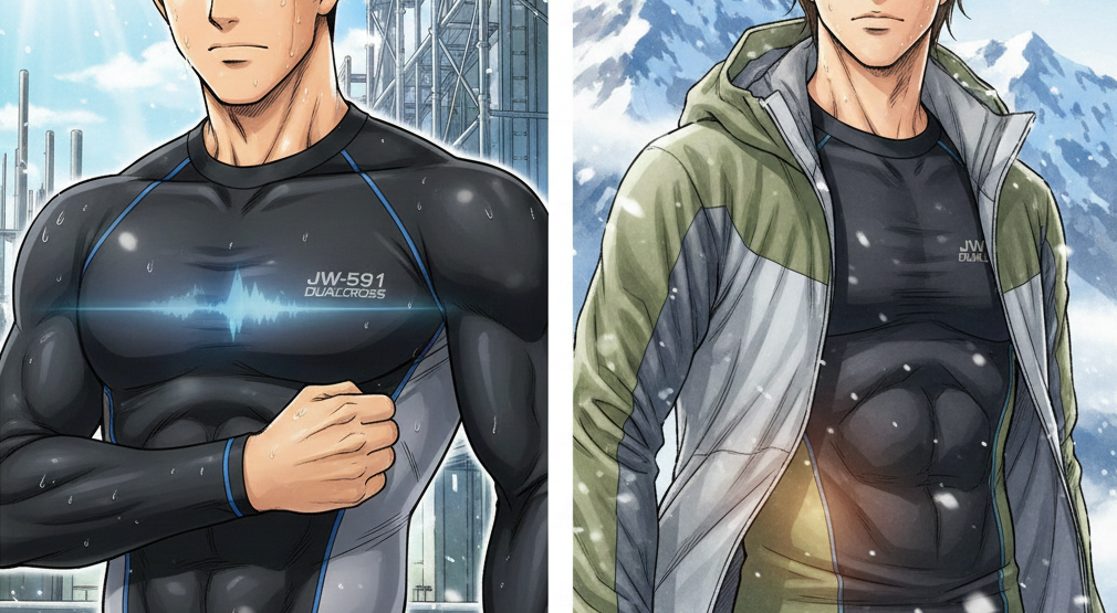 【汗冷えを完全克服】プロの男が選ぶ「JW-591」デュアルクロスインナーが現場の常識を変える