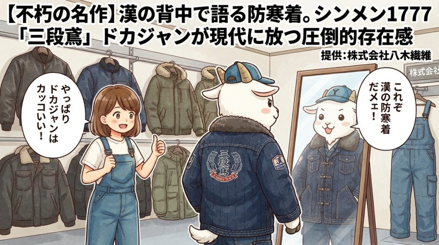 シンメン1777の大きな特徴は、そのサイズ感にあります。最近のタイトな作業服とは一線を画す、昔ながらの「三段鳶」らしいゆったりとした作り。これが