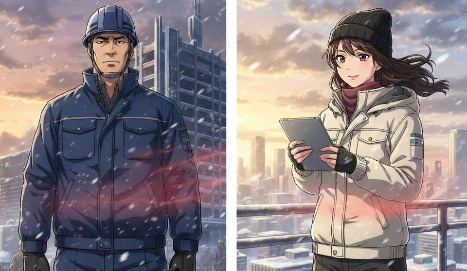 寒風を切り裂き、熱を逃がさない。自重堂「48420」が冬の現場を熱くする