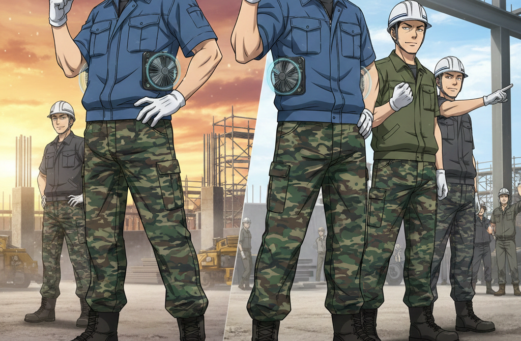 男の格上げは「迷彩」で決める。空調服KU91310×迷彩パンツWA91315が現場の視線を奪う