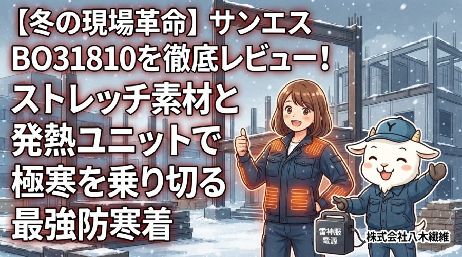 【冬の現場革命】サンエス雷神服BO31810を徹底レビュー！ストレッチ素材と発熱ユニットで極寒を乗り切る最強防寒着