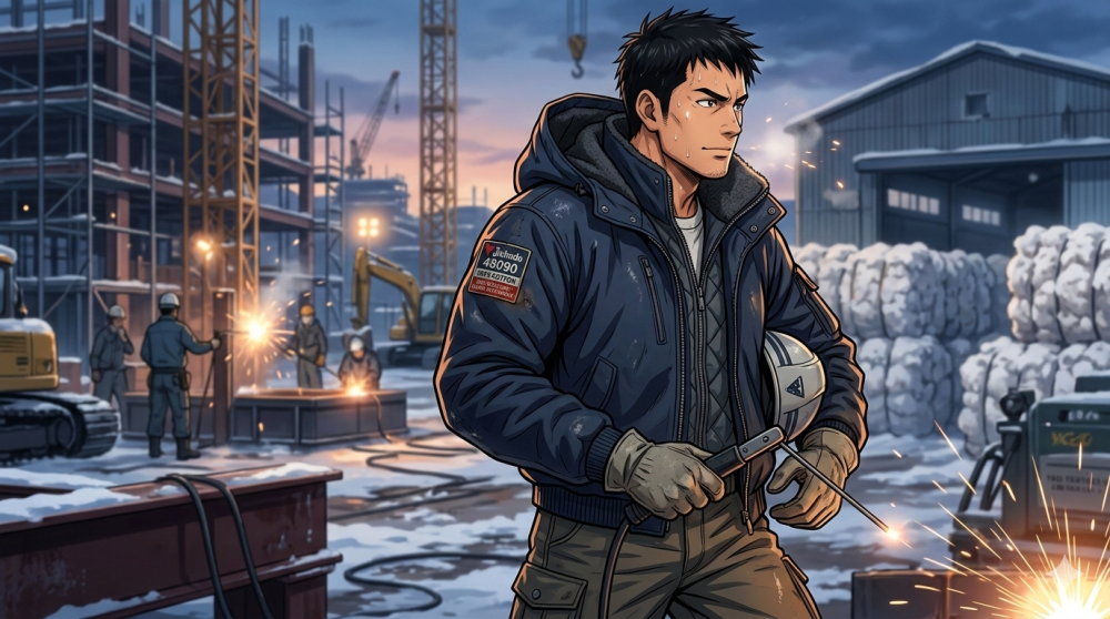 【火に強い綿100％】自重堂48090防寒ブルゾン解説！裏フリース＆中綿キルトで冬の現場を制する