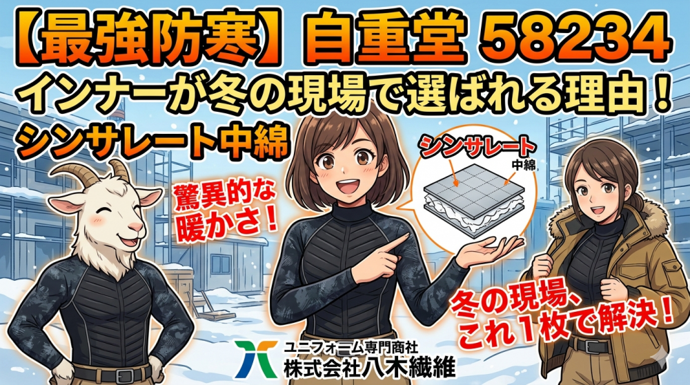 【最強防寒】自重堂58234インナーが冬の現場で選ばれる理由！シンサレート中綿の驚異的な暖かさとは？