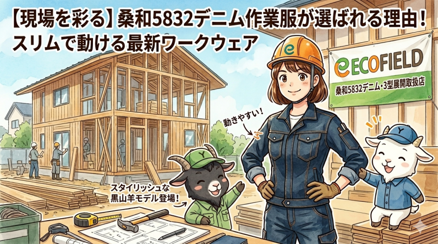 【現場を彩る】桑和5832デニム作業服が選ばれる理由！スリムで動ける最新ワークウェア
