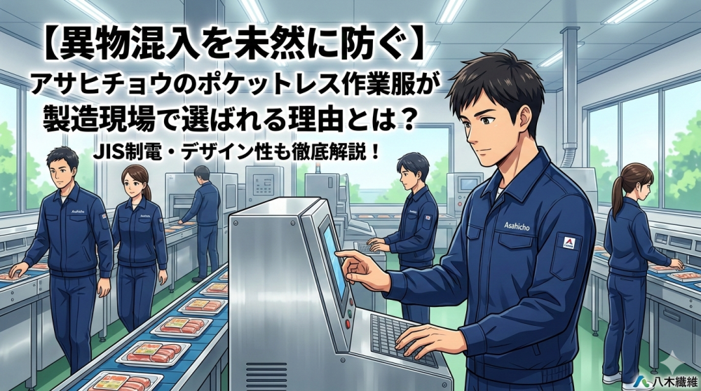 【異物混入を未然に防ぐ】アサヒチョウのポケットレス作業服が製造現場で選ばれる理由とは？JIS制電・デザイン性も徹底解説！