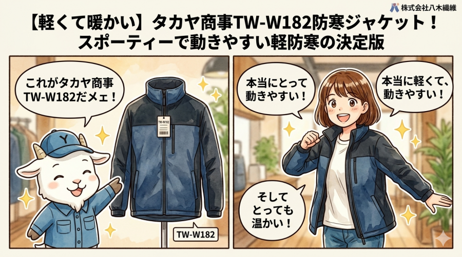 【軽くて暖かい】タカヤ商事TW-W182防寒ジャケット！スポーティーで動きやすい軽防寒の決定版