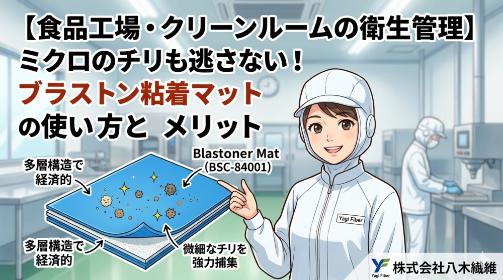 【食品工場・クリーンルームの衛生管理】ミクロのチリも逃さない！ブラストン粘着マット「BSC-84001」の使い方とメリット