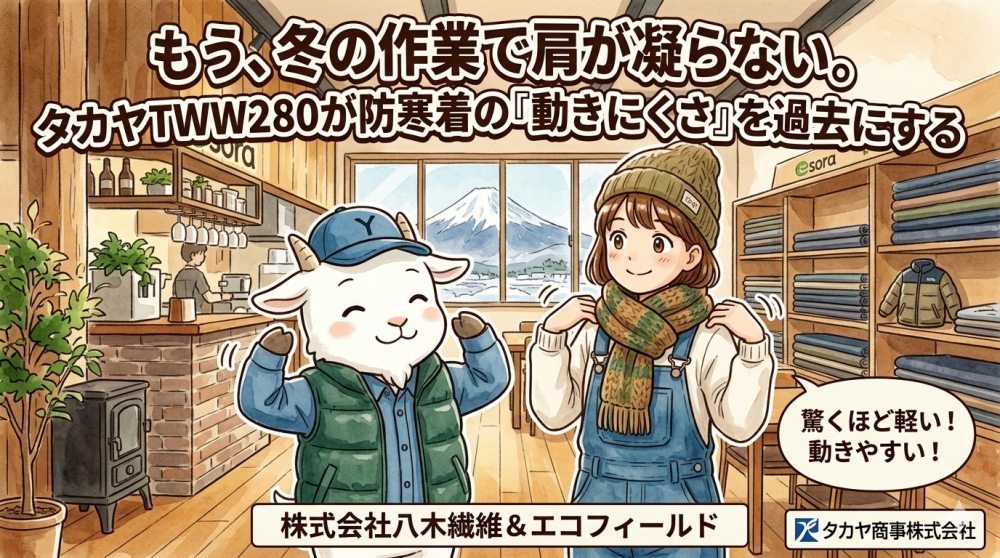 もう、冬の作業で肩が凝らない。タカヤTWW280が防寒着の『動きにくさ』を過去にする