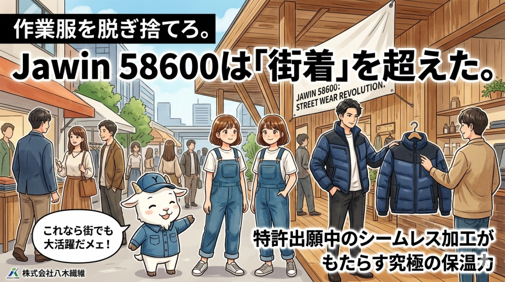 . 作業服を脱ぎ捨てろ。Jawin 58600は「街着」を超えた。特許出願中のシームレス加工がもたらす究極の保温力