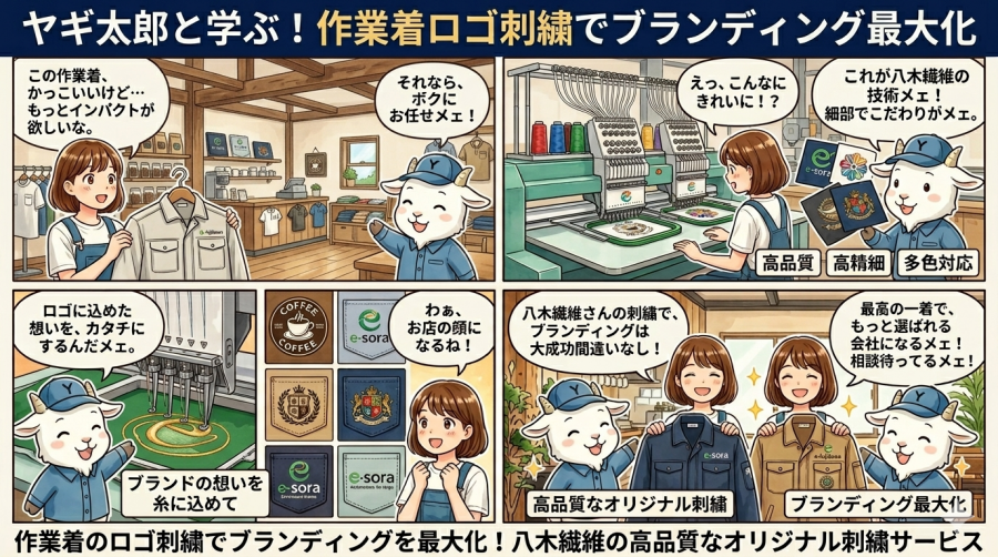 作業着のロゴ刺繍でブランディングを最大化！八木繊維の高品質なオリジナル刺繍サービス