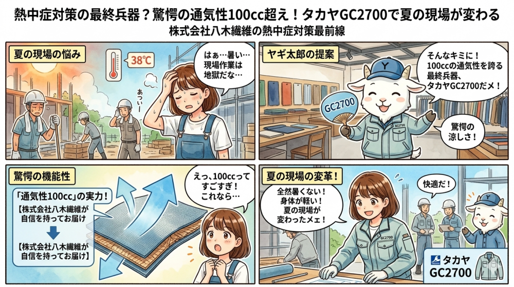 熱中症対策の最終兵器？驚愕の通気性100cc超え！タカヤGC2700で夏の現場が変わる