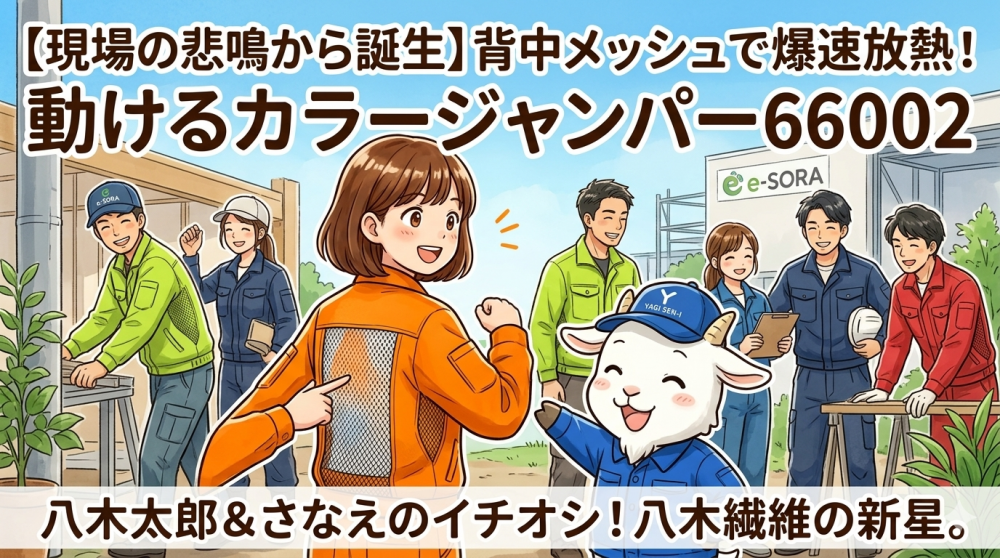 現場の悲鳴から誕生】背中メッシュで爆速放熱！動けるカラージャンパー66002