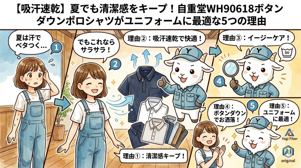【吸汗速乾】夏でも清潔感をキープ！自重堂WH90618ボタンダウンポロシャツがユニフォームに最適な5つの理由