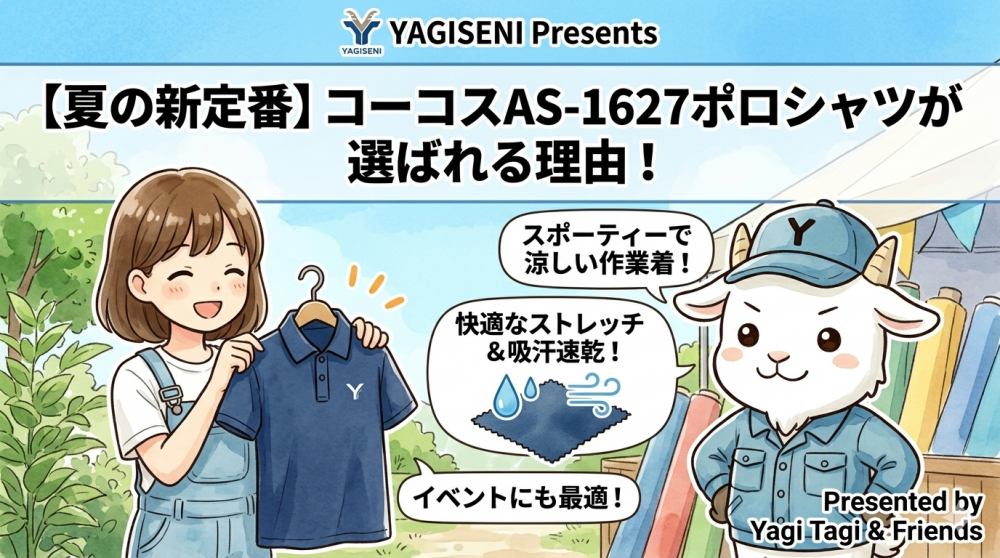 【夏の新定番】コーコスAS-1627ポロシャツが選ばれる理由！スポーティーで涼しい作業着の決定版