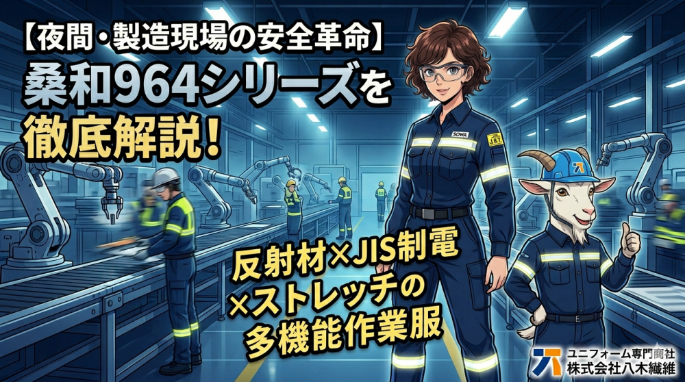 【夜間・製造現場の安全革命】桑和964シリーズを徹底解説！反射材×JIS制電×ストレッチの多機能作業服