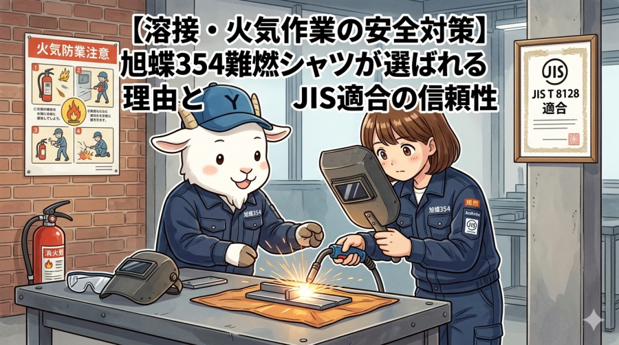 【溶接・火気作業の安全対策】旭蝶354難燃シャツが選ばれる理由とJIS適合の信頼性