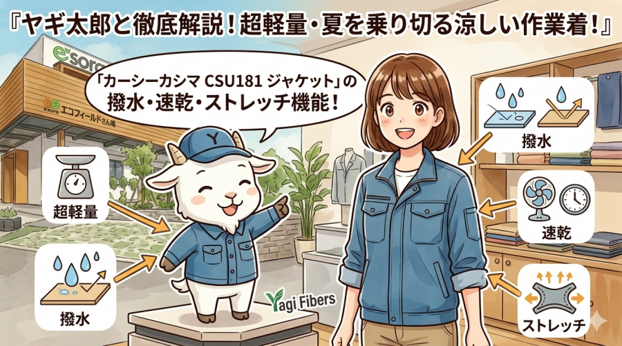 【超軽量】夏を乗り切る涼しい作業着！カーシーカシマ「CSU181 ジャケット」の撥水・速乾・ストレッチ機能を徹底解説