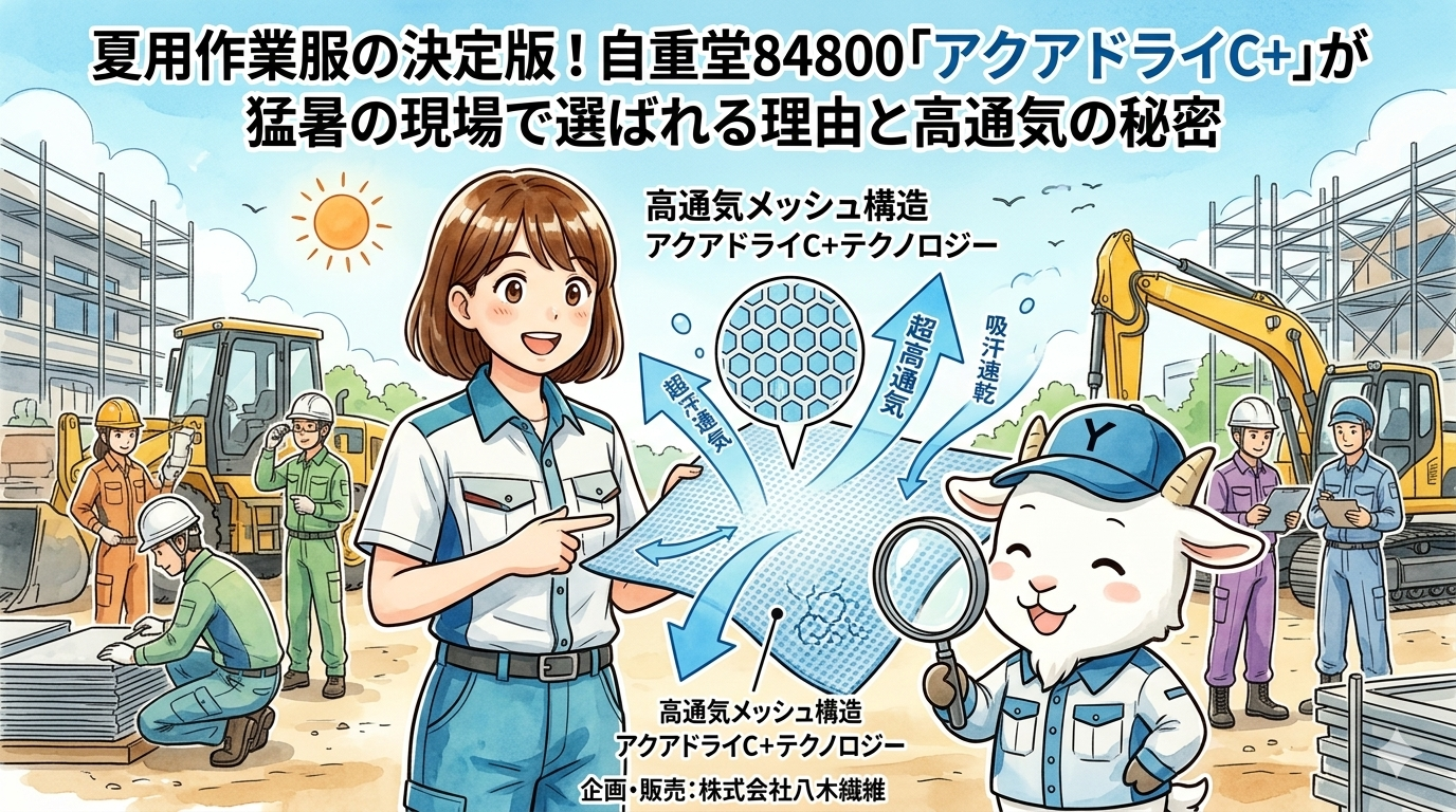 夏用作業服の決定版！自重堂84800「アクアドライC+」が猛暑の現場で選ばれる理由と高通気の秘密
