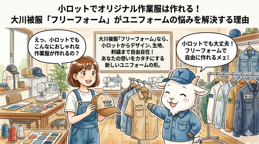 小ロットでオリジナル作業服は作れる！大川被服「フリーフォーム」がユニフォームの悩みを解決する理由