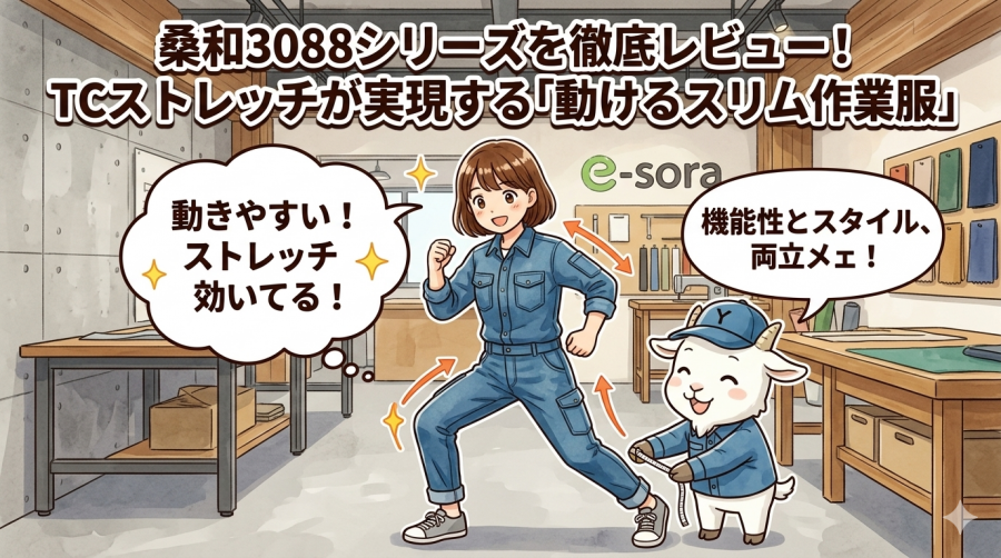 桑和3088シリーズを徹底レビュー！TCストレッチが実現する「動けるスリム作業服」の正体