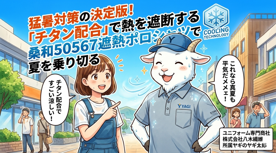 猛暑対策の決定版！「チタン配合」で熱を遮断する桑和50567遮熱ポロシャツで夏を乗り切る