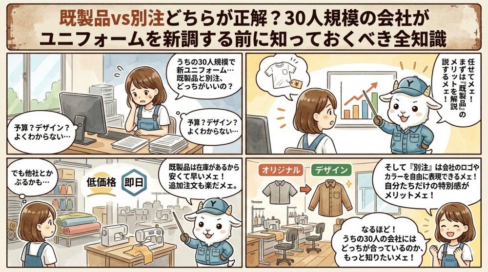 「既製品vs別注どちらが正解？30人規模の会社がユニフォームを新調する前に知っておくべき全知識」