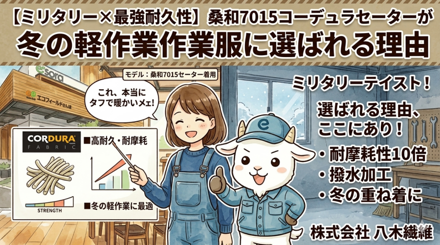 【ミリタリー×最強耐久性】桑和7015コーデュラセーターが冬の軽作業作業服に選ばれる理由