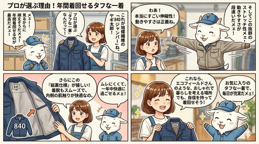 【年間着回せるタフな一着】旭蝶繊維「840 ジャンパー」が選ばれる理由！抜群のストレッチ性と総裏仕様の快適ワークウェアをプロが徹底レビュー