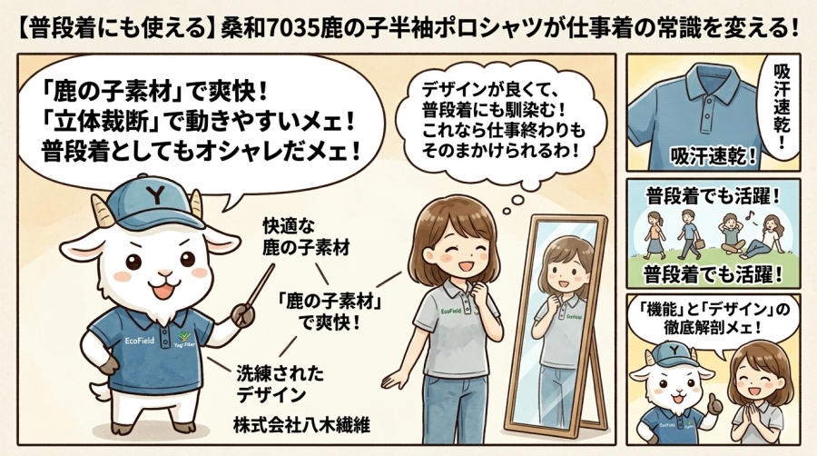 【普段着にも使える】桑和7035鹿の子半袖ポロシャツが仕事着の常識を変える！デザインと機能性を徹底解剖