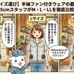 【空調服のサイズ選び】半袖ファン付きウェアの最適なサイズ感とは？165cmスタッフがM・L・LLを徹底比較レビュー！