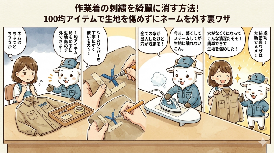 作業着の刺繍を綺麗に消す方法！100均アイテムで生地を傷めずにネームを外す裏ワザ