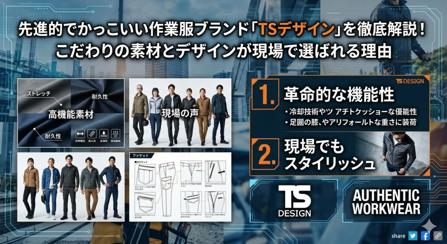 先進的でかっこいい作業服ブランド「TSデザイン」を徹底解説！こだわりの素材とデザインが現場で選ばれる理由
