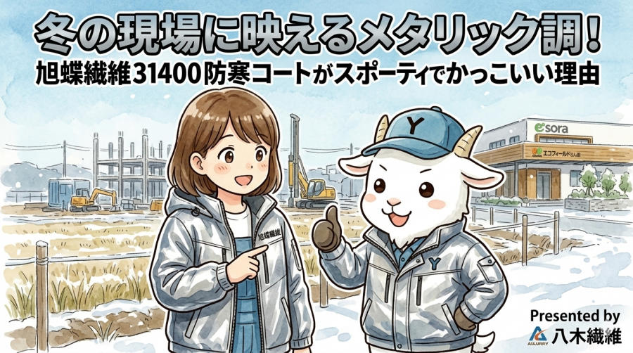 冬の現場に映えるメタリック調！旭蝶繊維31400防寒コートがスポーティでかっこいい理由