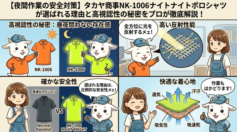 夜間作業の安全対策】タカヤ商事NK-1006ナイトナイトポロシャツが選ばれる理由と高視認性の秘密をプロが徹底解説！