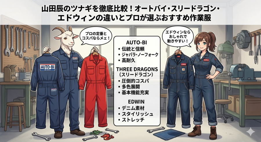 山田辰のツナギを徹底比較！オートバイ・スリードラゴン・エドウィンの違いとプロが選ぶおすすめ作業服