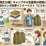 【限定30着】キャンプや火気厳禁の現場に！別注難燃素材のメンズ防寒インナーベスト「ビスキュイ」の魅力
