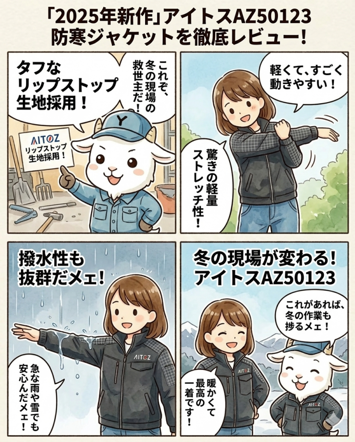 【2025年新作】アイトスAZ50123防寒ジャケットを徹底レビュー！軽量撥水ストレッチとタフなリップストップ生地で冬の現場が変わる