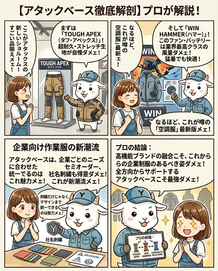 【アタックベース徹底解剖】タフ・アペックスウィン・ハマーの3大ブランドから企業向け作業服の新潮流までプロが解説！