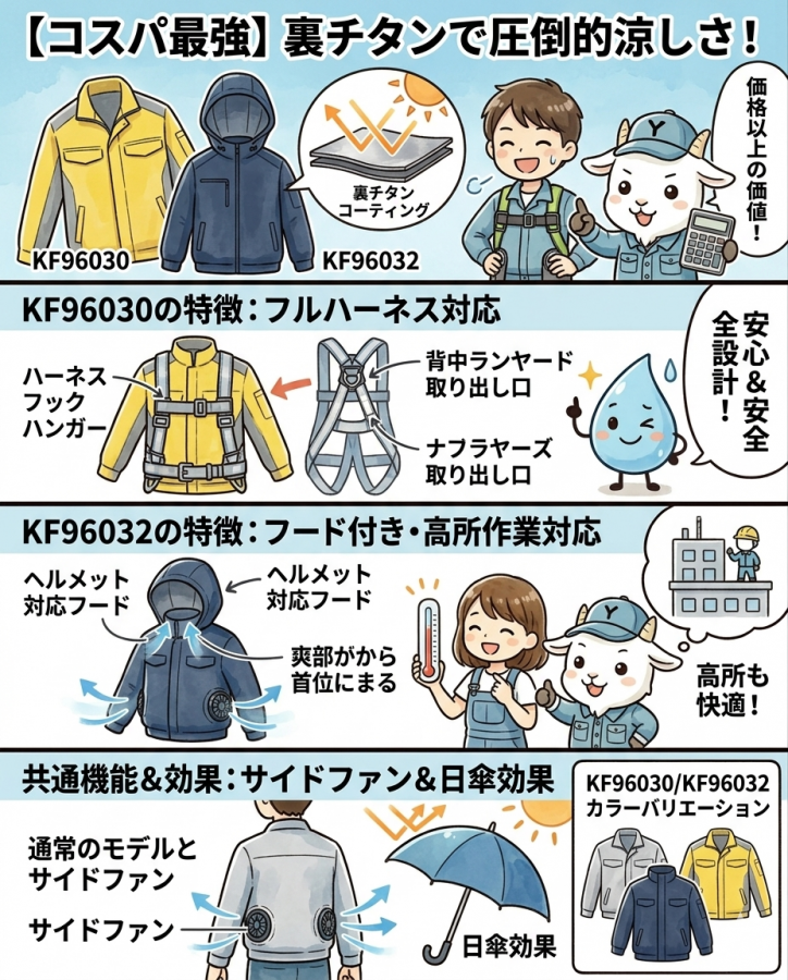 【コスパ最強】裏チタンで圧倒的涼しさ！空調風神服KF96030・KF96032を徹底解説【サイドファン＆日傘効果