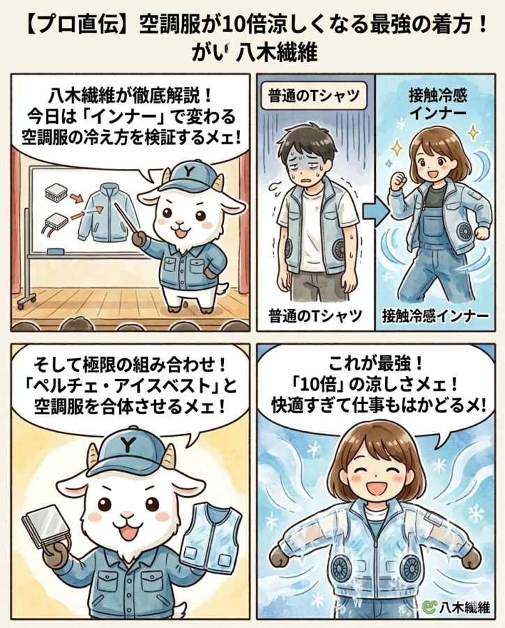 【プロ直伝】空調服が10倍涼しくなる最強の着方！インナー別冷え方検証とペルチェ・アイスベストの極限組み合わせを八木繊維が徹底解説