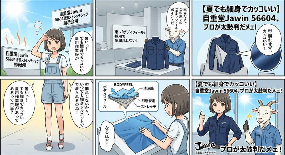 【夏でも細身でカッコいい】自重堂Jawin 56604清涼ストレッチシャツ！東レ「ボディフィール」採用で型崩れしない夏用作業服をプロが徹底解説