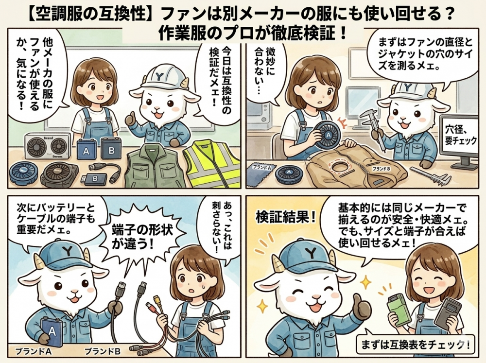 【空調服の互換性】ファンは別メーカーの服にも使い回せる？作業服のプロが徹底検証！