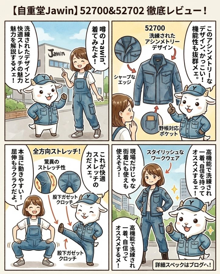 【自重堂Jawin】52700ジャケット＆52702カーゴパンツ徹底レビュー！洗練されたアシンメトリーデザインと快適ストレッチの魅力を解説